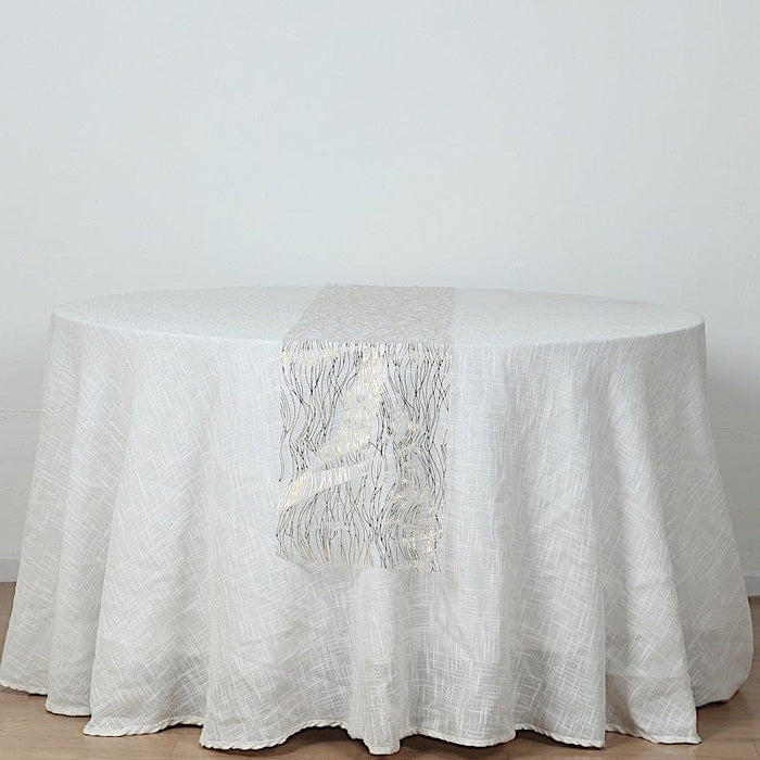 5 Organza Table Runners with Foil Wave Design