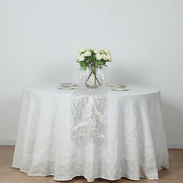 5 Organza Table Runners with Foil Wave Design