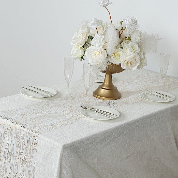 5 Organza Table Runners with Foil Wave Design
