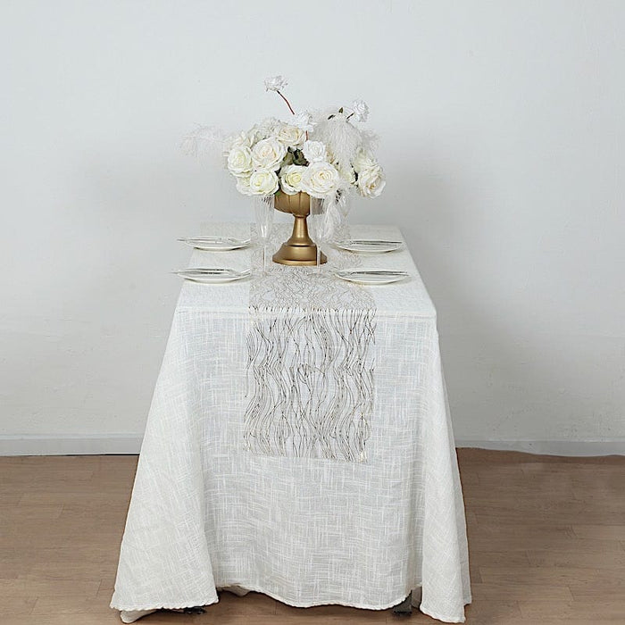 5 Organza Table Runners with Foil Wave Design