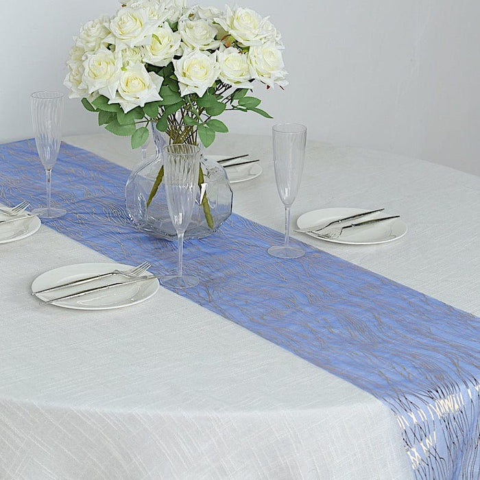 5 Organza Table Runners with Foil Wave Design