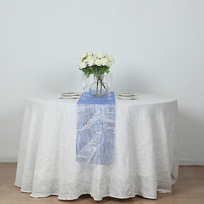 5 Organza Table Runners with Foil Wave Design