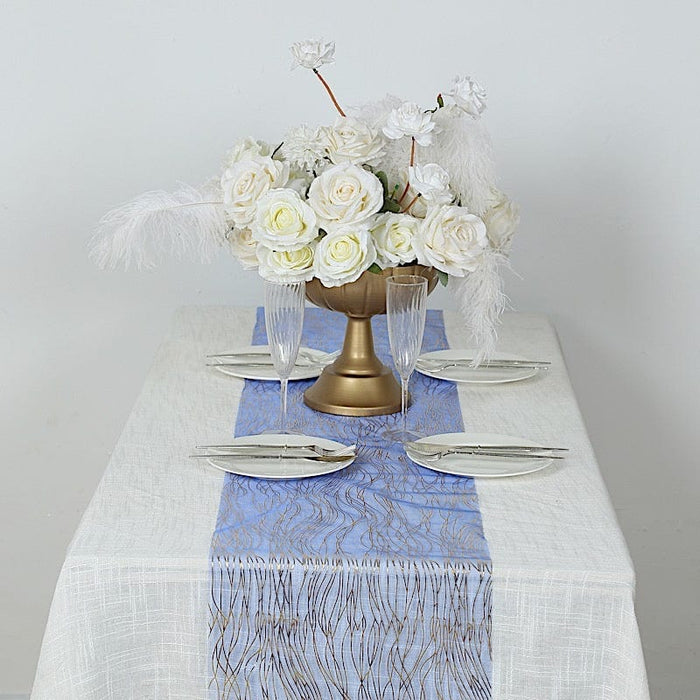 5 Organza Table Runners with Foil Wave Design