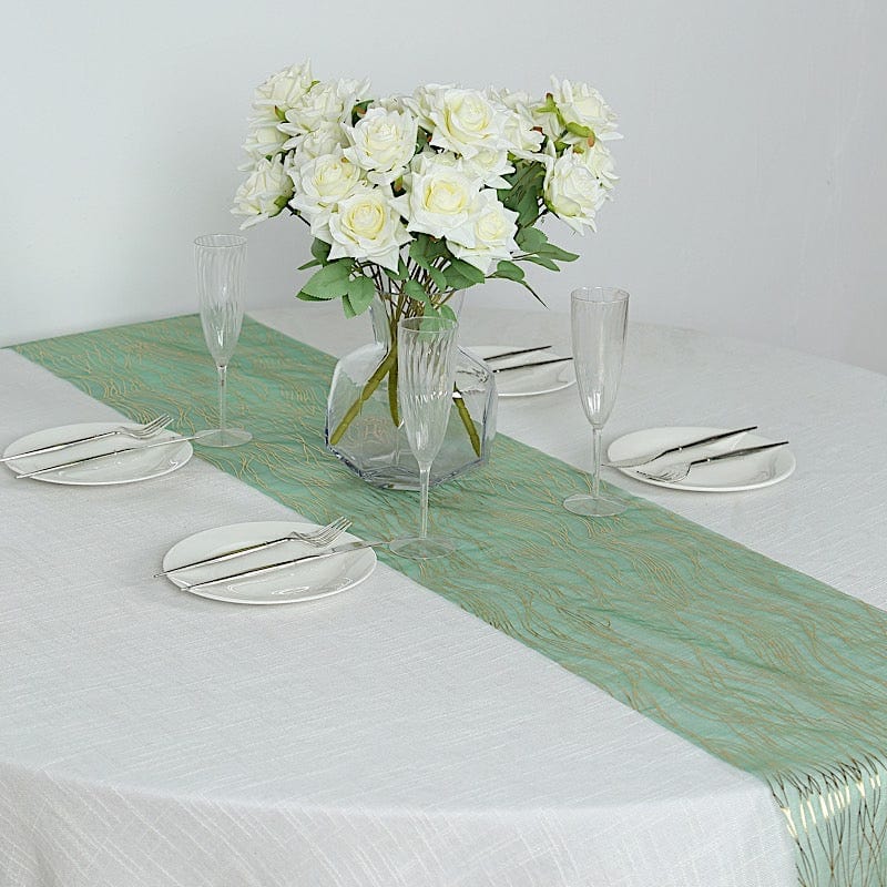5 Organza Table Runners with Foil Wave Design