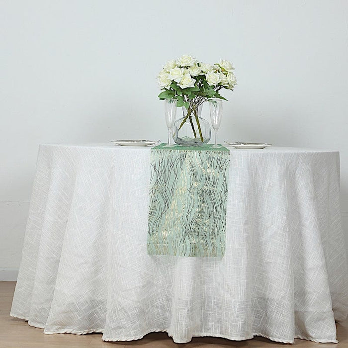 5 Organza Table Runners with Foil Wave Design