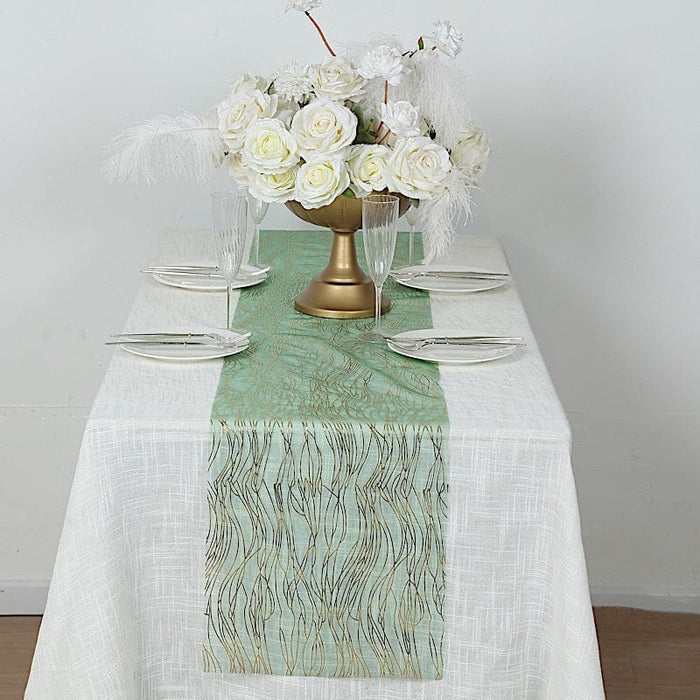 5 Organza Table Runners with Foil Wave Design