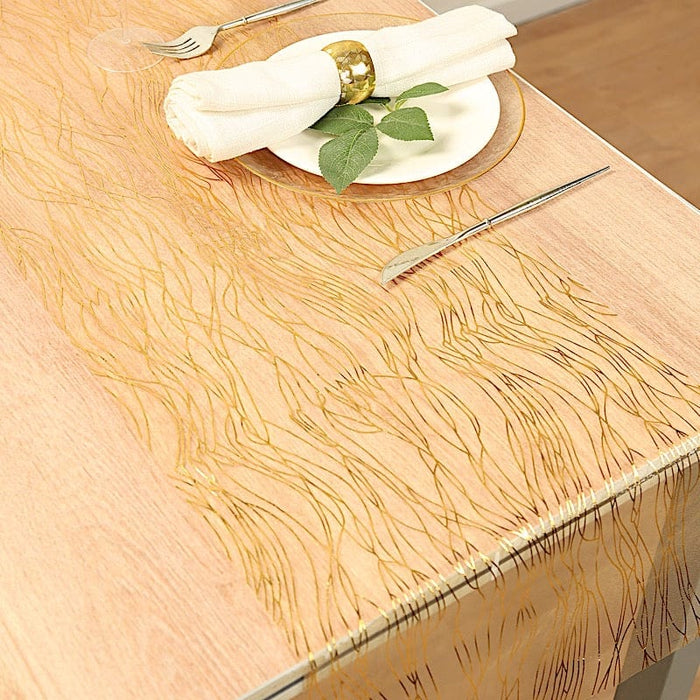 5 Organza Table Runners with Foil Wave Design