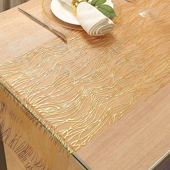 5 Organza Table Runners with Foil Wave Design