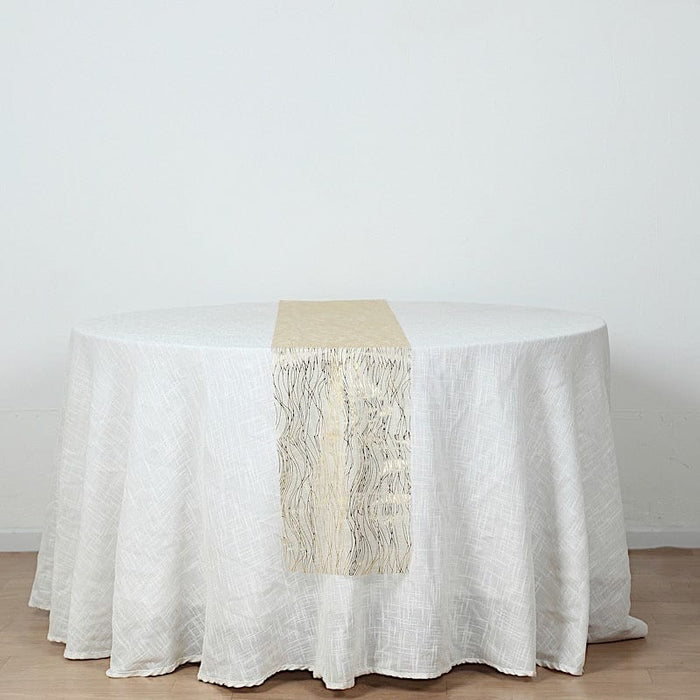 5 Organza Table Runners with Foil Wave Design
