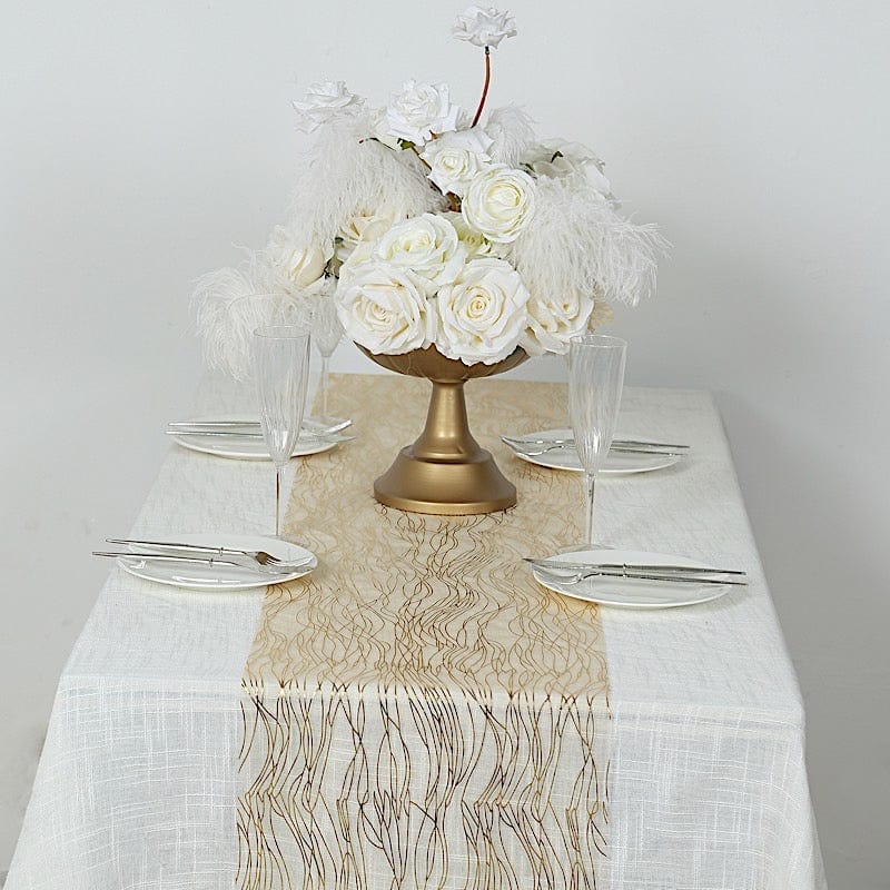 5 Organza Table Runners with Foil Wave Design