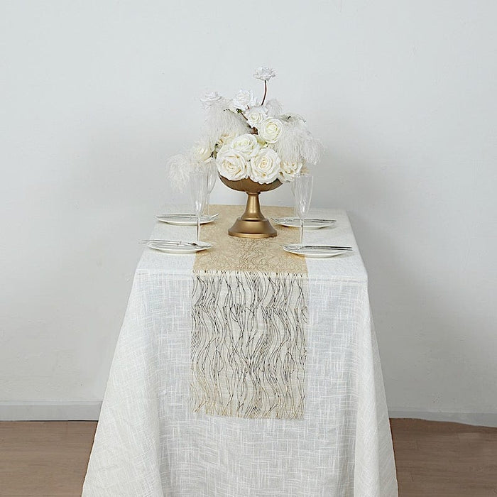 5 Organza Table Runners with Foil Wave Design