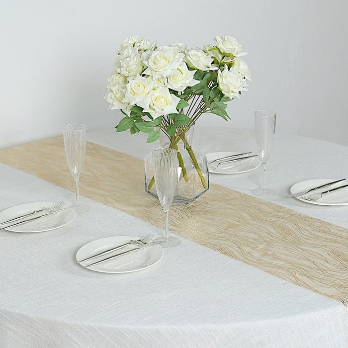 5 Organza Table Runners with Foil Wave Design