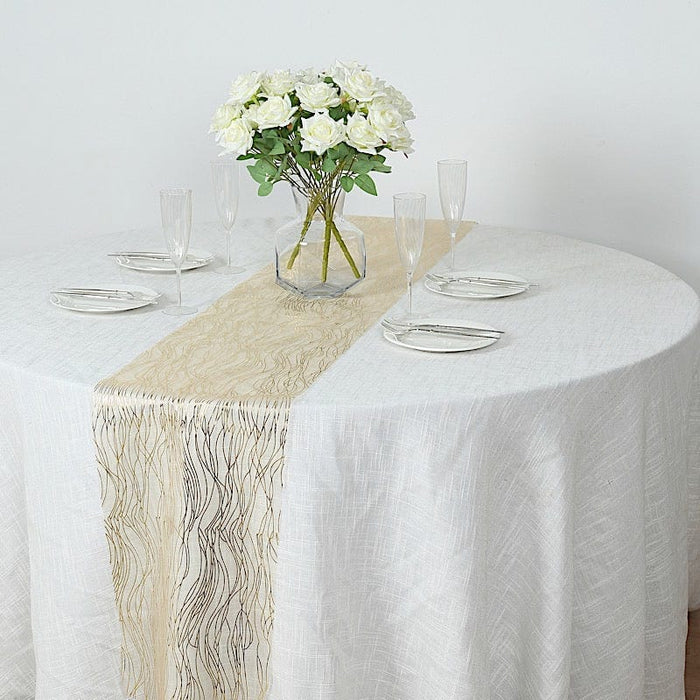5 Organza Table Runners with Foil Wave Design