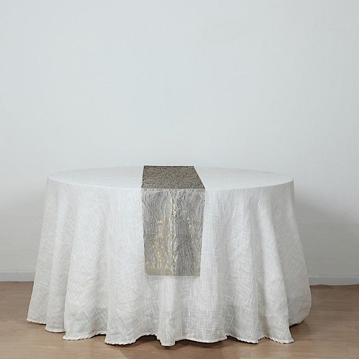 5 Organza Table Runners with Foil Wave Design