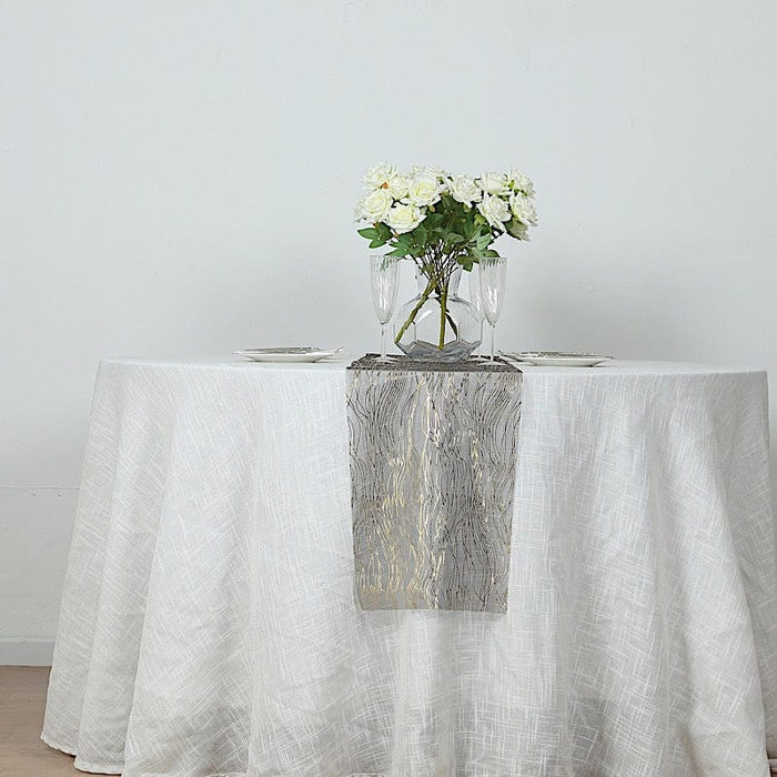 5 Organza Table Runners with Foil Wave Design