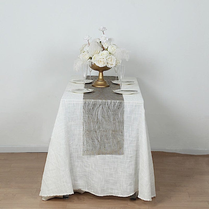 5 Organza Table Runners with Foil Wave Design