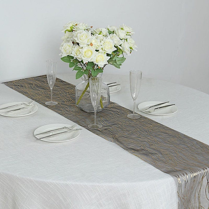 5 Organza Table Runners with Foil Wave Design