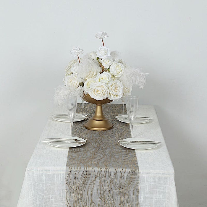 5 Organza Table Runners with Foil Wave Design