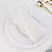 5 Pack 17" x 17" Jacquard Cloth Napkins Diamond Trellis with Gold Accent Dots