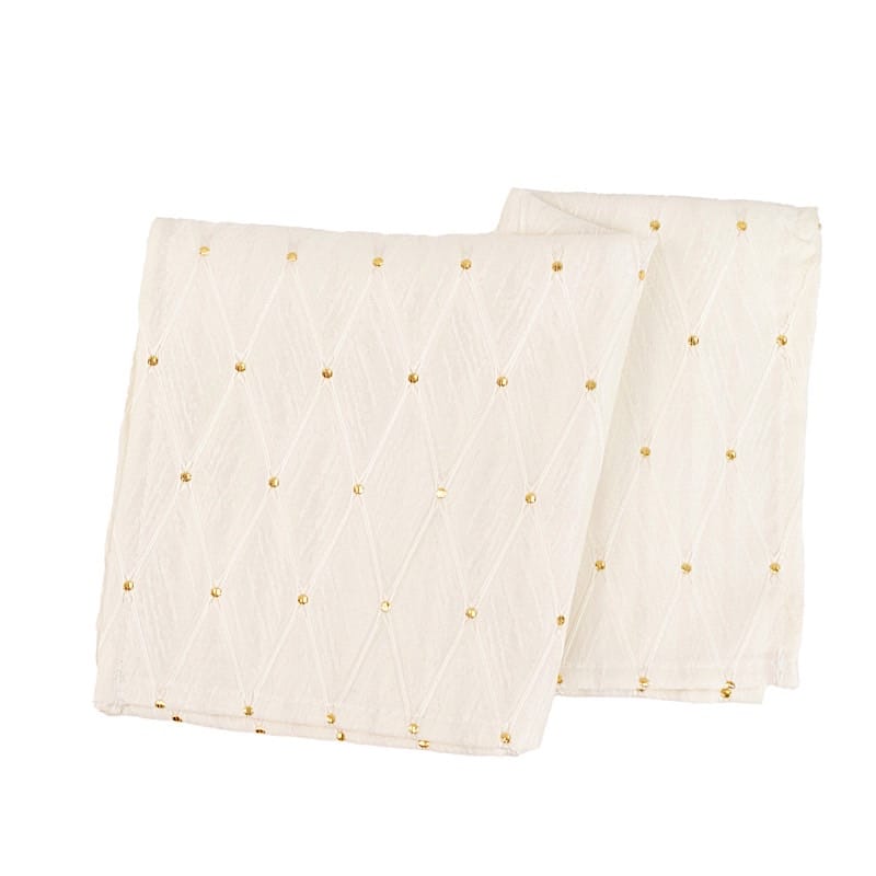 5 Pack 17" x 17" Jacquard Cloth Napkins Diamond Trellis with Gold Accent Dots