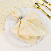 5 Pack 17" x 17" Jacquard Cloth Napkins Diamond Trellis with Gold Accent Dots
