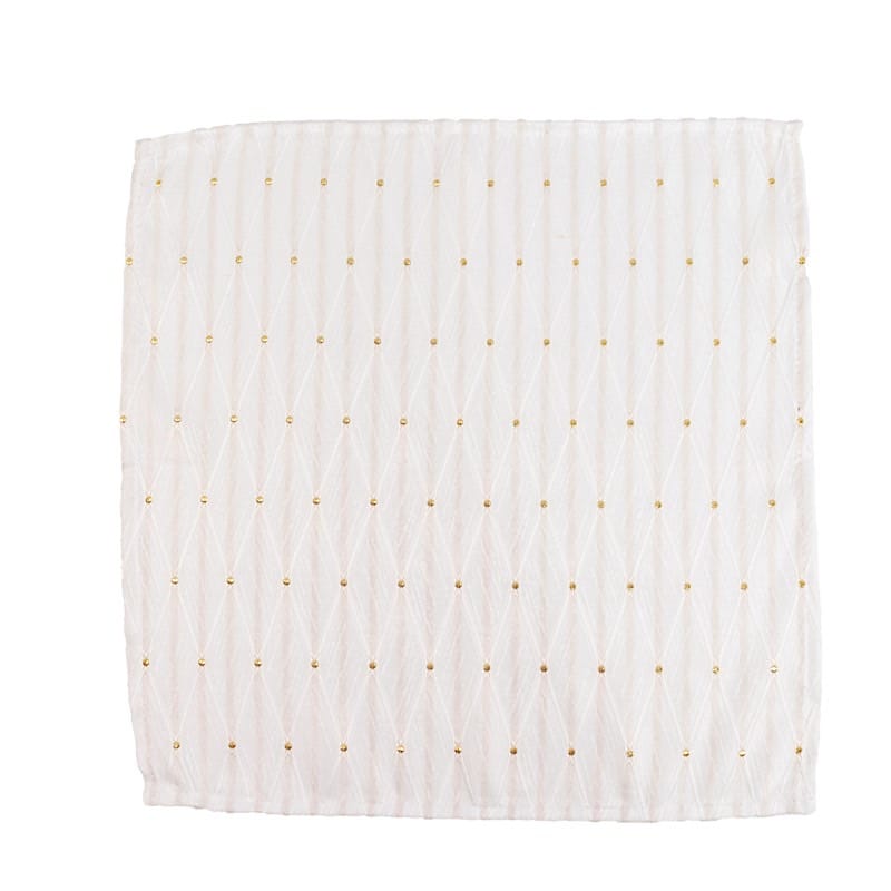 5 Pack 17" x 17" Jacquard Cloth Napkins Diamond Trellis with Gold Accent Dots NAP_JAC01_OSC_WHT