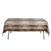 5 pack 52" x 108" Rectangular Disposable Plastic Tablecloth with Rustic Wooden Print - Charcoal Gray TAB_PVC_WOD01_108_GREY_PK