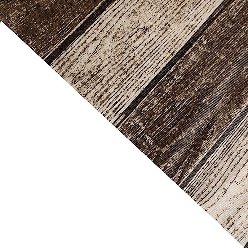 5 pack 52" x 108" Rectangular Disposable Plastic Tablecloth with Rustic Wooden Print - Charcoal Gray TAB_PVC_WOD01_108_GREY_PK