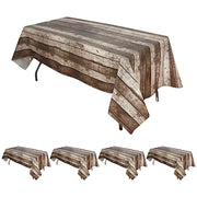 5 pack 52" x 108" Rectangular Disposable Plastic Tablecloth with Rustic Wooden Print - Charcoal Gray TAB_PVC_WOD01_108_GREY_PK
