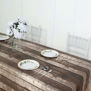 5 pack 52" x 108" Rectangular Disposable Plastic Tablecloth with Rustic Wooden Print - Charcoal Gray TAB_PVC_WOD01_108_GREY_PK