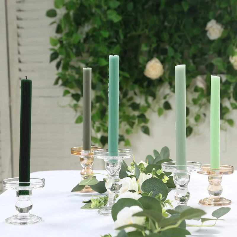 5 Ribbed Design 9" Unscented Premium Wax Taper Candles