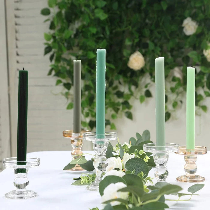 5 Ribbed Design 9" Unscented Premium Wax Taper Candles