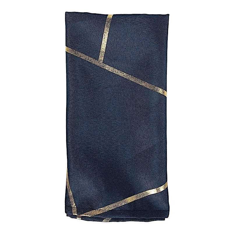 5 pcs 20" x 20" Polyester Dinner Napkins with Metallic Geometric Pattern