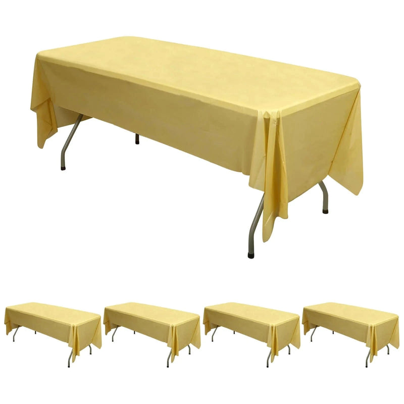 5 pcs 54x108" Disposable Plastic Table Covers Tablecloths TAB_PVC_S02_GOLD_PK