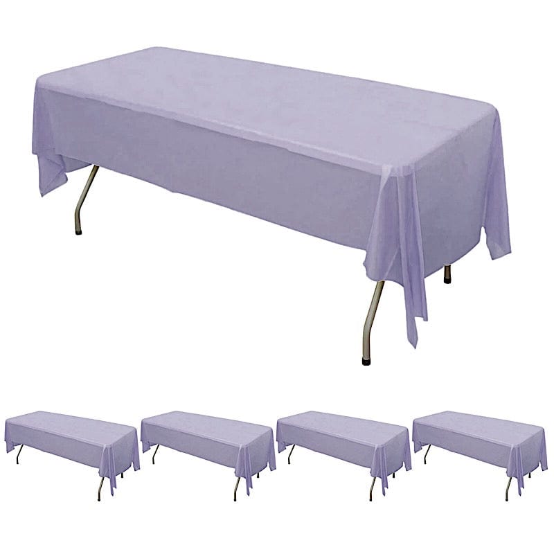 5 pcs 54x108" Disposable Plastic Table Covers Tablecloths TAB_PVC_S02_LAV_PK