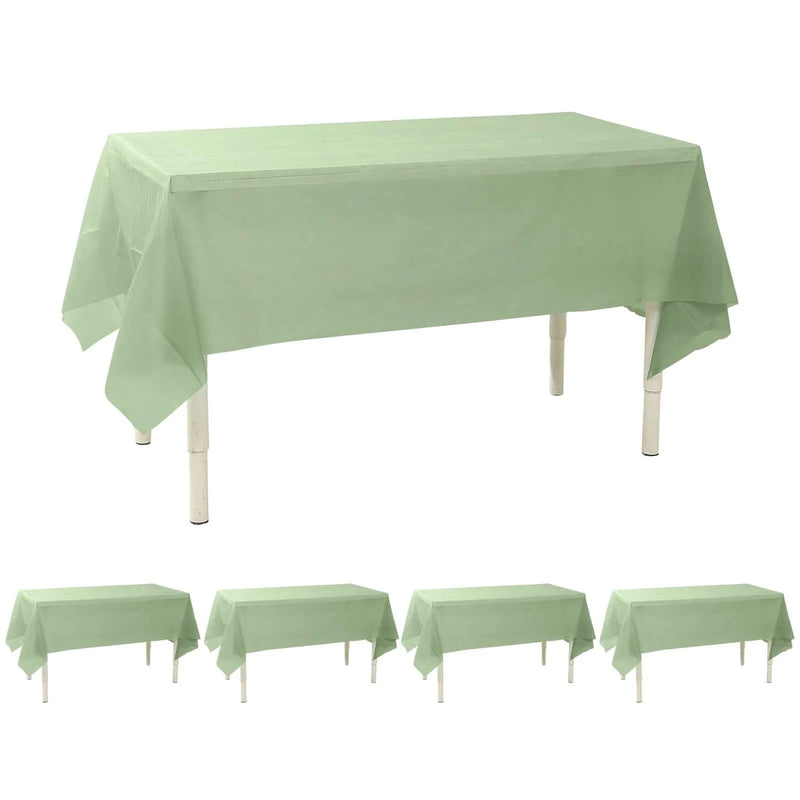 5 pcs 54x108" Disposable Plastic Table Covers Tablecloths TAB_PVC_S02_SAGE_PK