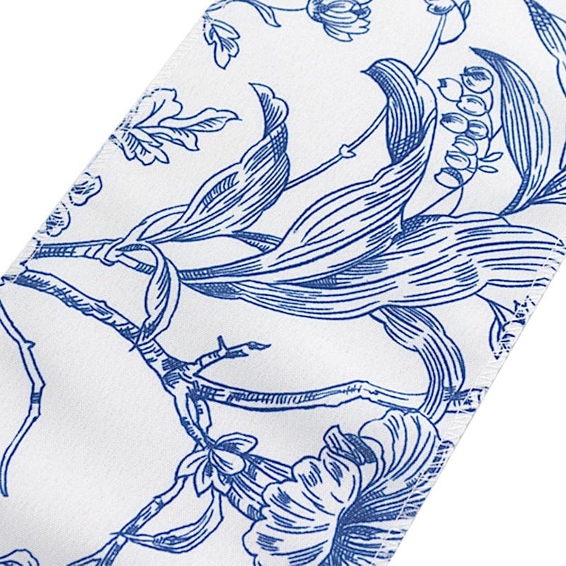 5 pcs 6" x 108" French Toile Floral Design Polyester Chair Sashes - White