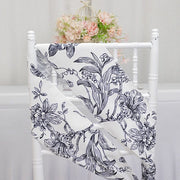 5 pcs 6" x 108" French Toile Floral Design Polyester Chair Sashes - White