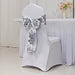 5 pcs 6" x 108" French Toile Floral Design Polyester Chair Sashes - White