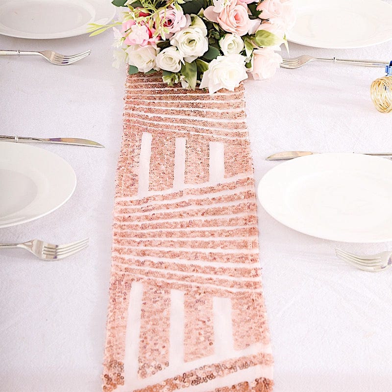 5 pcs 6" x 88" Geometric Diamond Glitz Sequin Chair Sashes