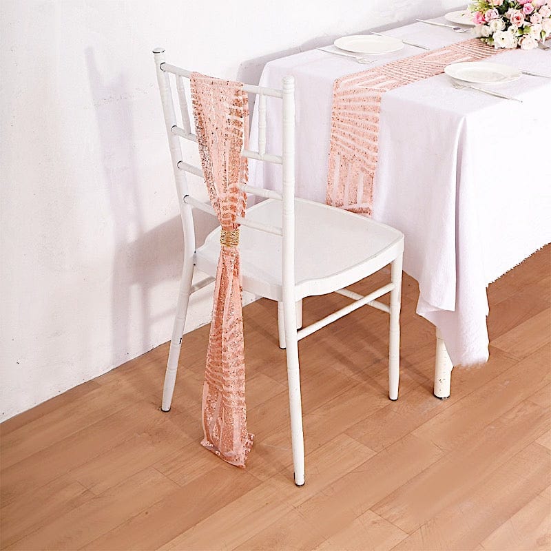 5 pcs 6" x 88" Geometric Diamond Glitz Sequin Chair Sashes