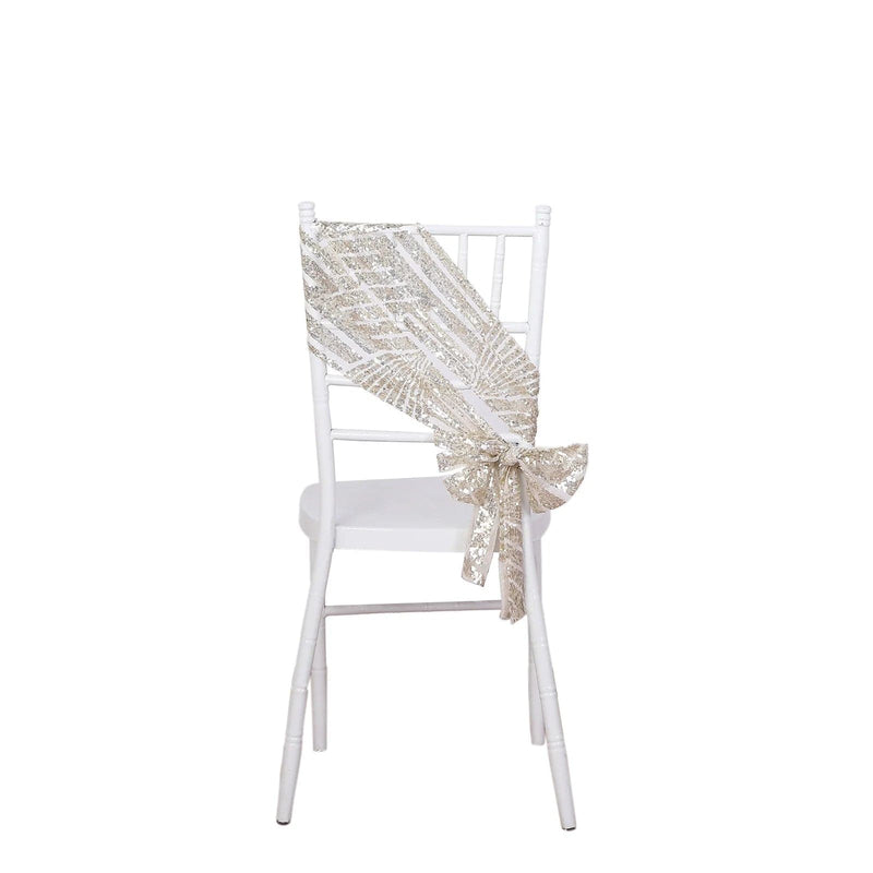 5 pcs 6" x 88" Geometric Diamond Glitz Sequin Chair Sashes