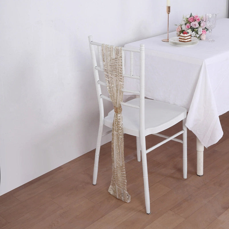 5 pcs 6" x 88" Geometric Diamond Glitz Sequin Chair Sashes