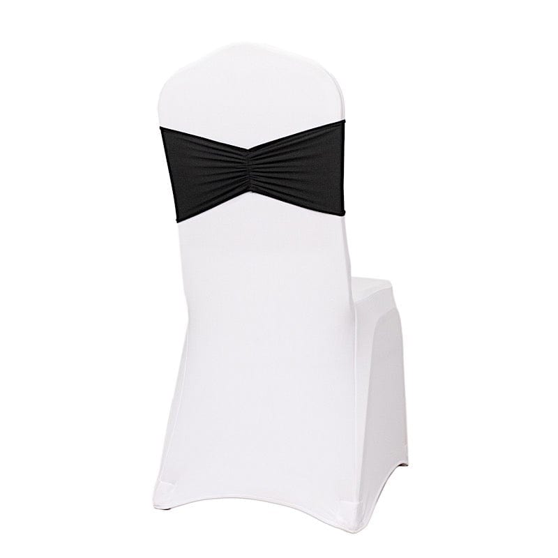 5 pcs Ruffled Spandex Chair Sashes SASH_SPX_W_BLK