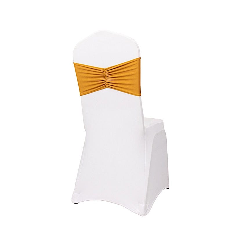 5 pcs Ruffled Spandex Chair Sashes SASH_SPX_W_GOLD