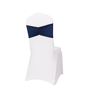5 pcs Ruffled Spandex Chair Sashes SASH_SPX_W_NAVY