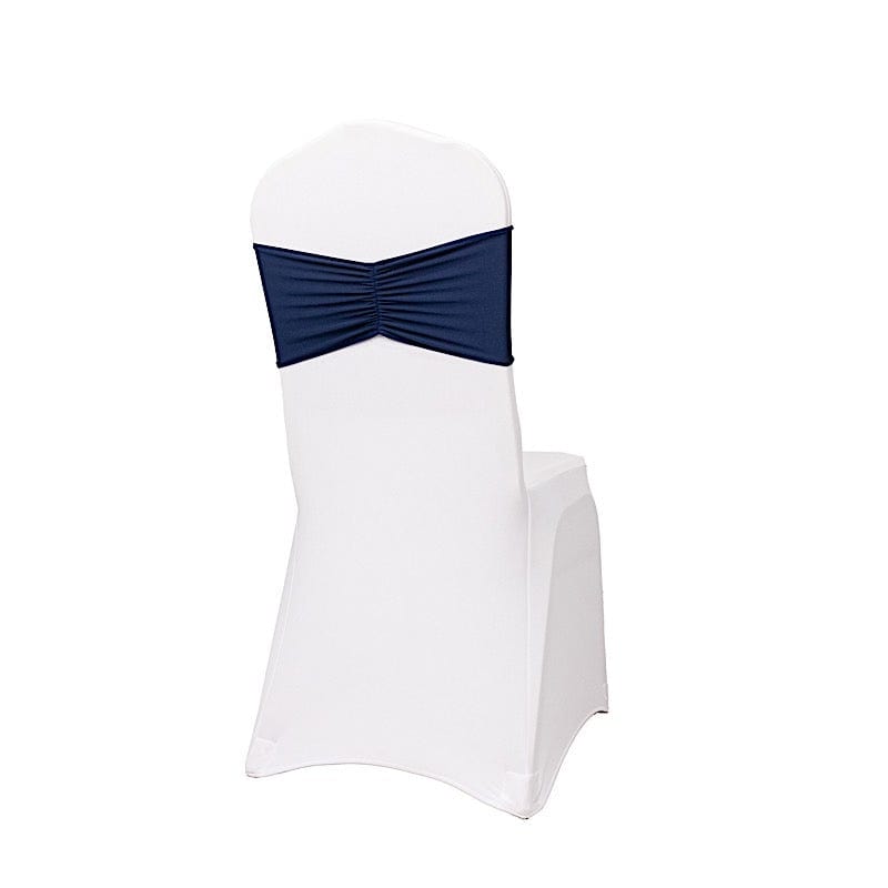 5 pcs Ruffled Spandex Chair Sashes SASH_SPX_W_NAVY