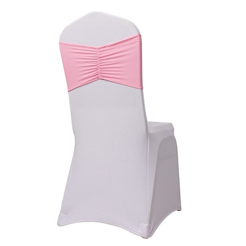 5 pcs Ruffled Spandex Chair Sashes SASH_SPX_W_PINK