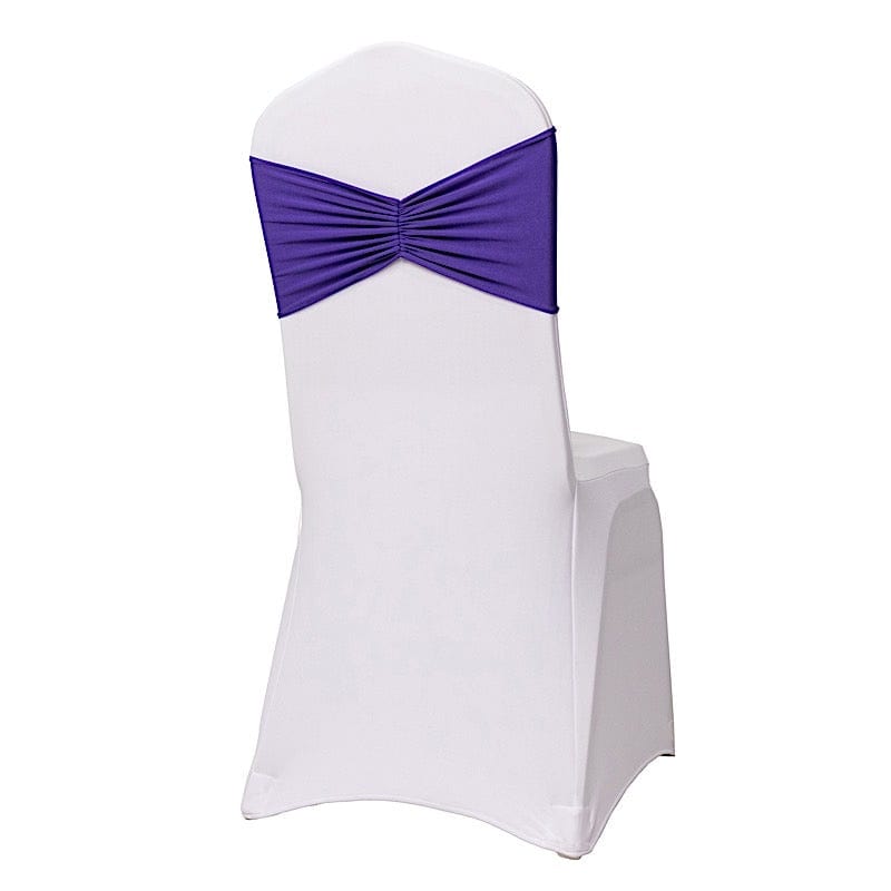 5 pcs Ruffled Spandex Chair Sashes SASH_SPX_W_PURP