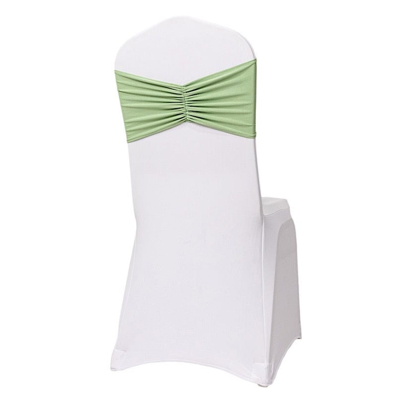 5 pcs Ruffled Spandex Chair Sashes SASH_SPX_W_SAGE